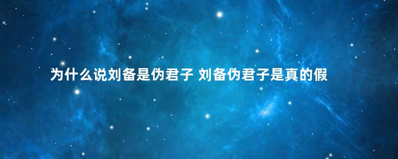 为什么说刘备是伪君子 刘备伪君子是真的假的